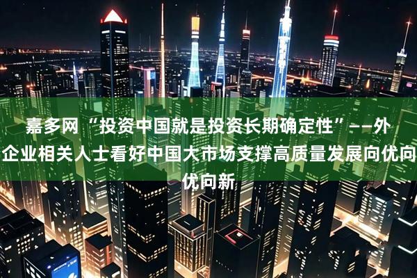 嘉多网 “投资中国就是投资长期确定性”——外资企业相关人士看好中国大市场支撑高质量发展向优向新